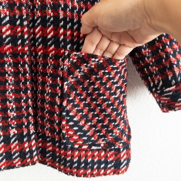 Next Red Blue and White Girl's Wool Blend Peacoat with Sherpa Lining Size 4-5yrs - Picture 4 of 8